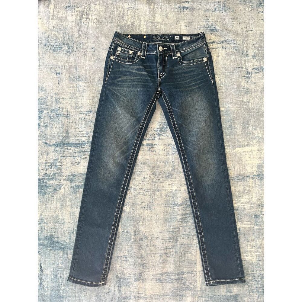 Miss Me Distressed Rhinestone Signature Skinny Jeans 28"